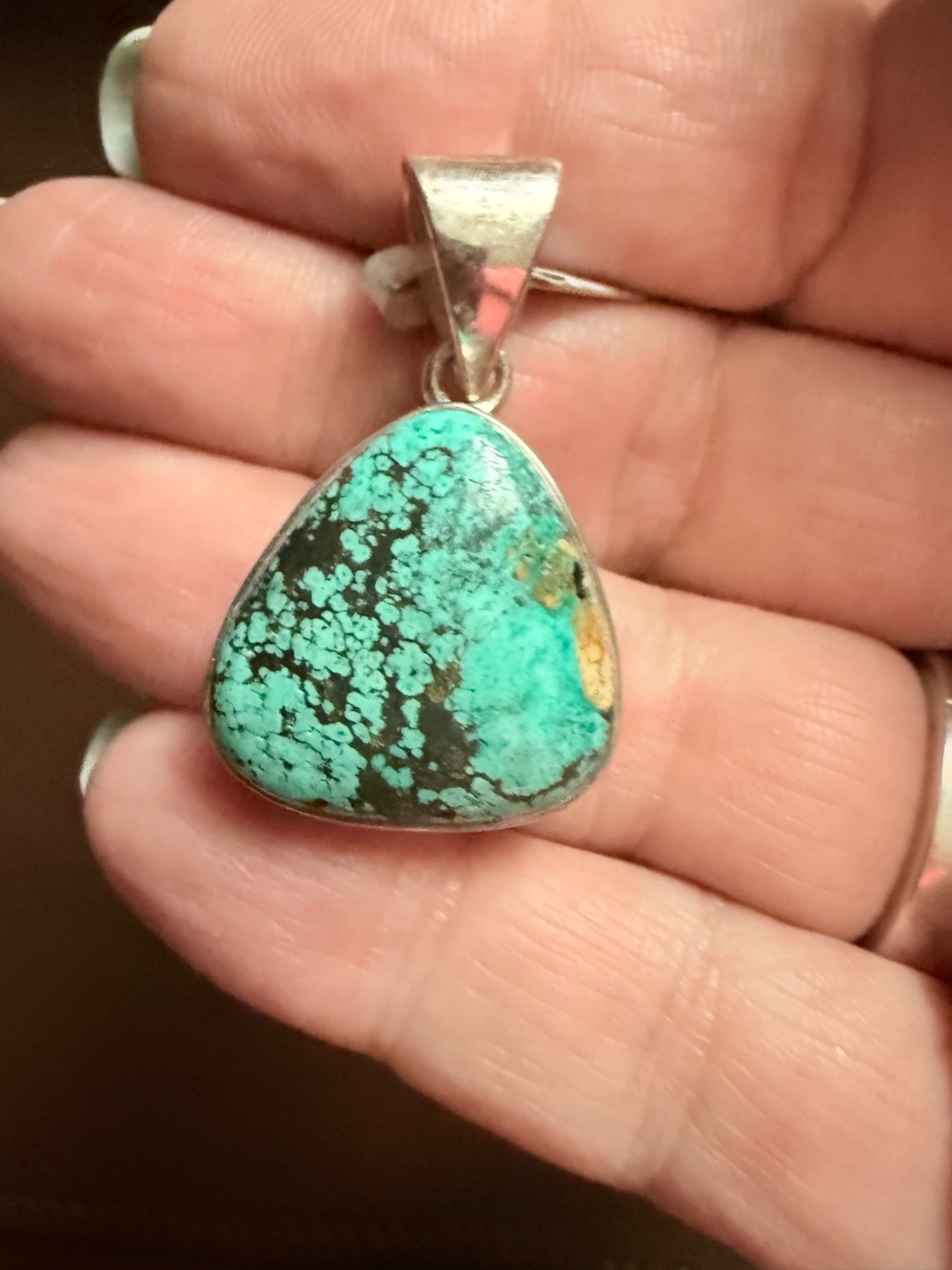 Vintage Sterling Silver Turquoise Pendant | Natural Matrix Stone | Southwestern